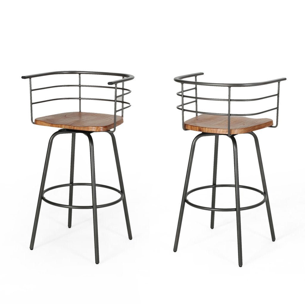 Bacolod Swivel Barstool with Rubberwood Seat by Hibashi Furniture – handcrafted solid wood furniture made in India