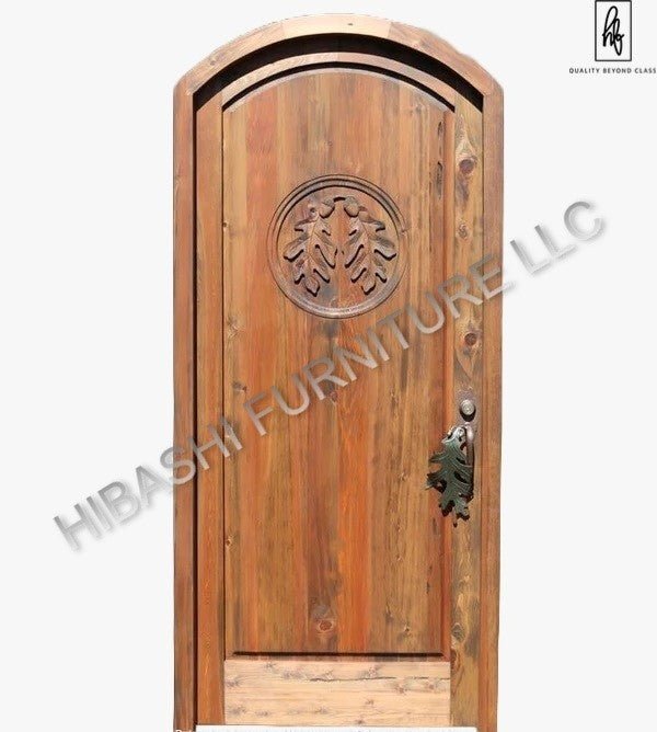 BANAWE Hand Carved Oak Leaf Door – handcrafted solid wood furniture