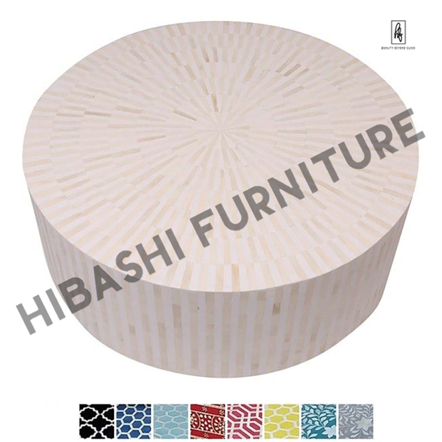 Bone Inlay Strip - Design Round Coffee Table – handcrafted solid wood furniture