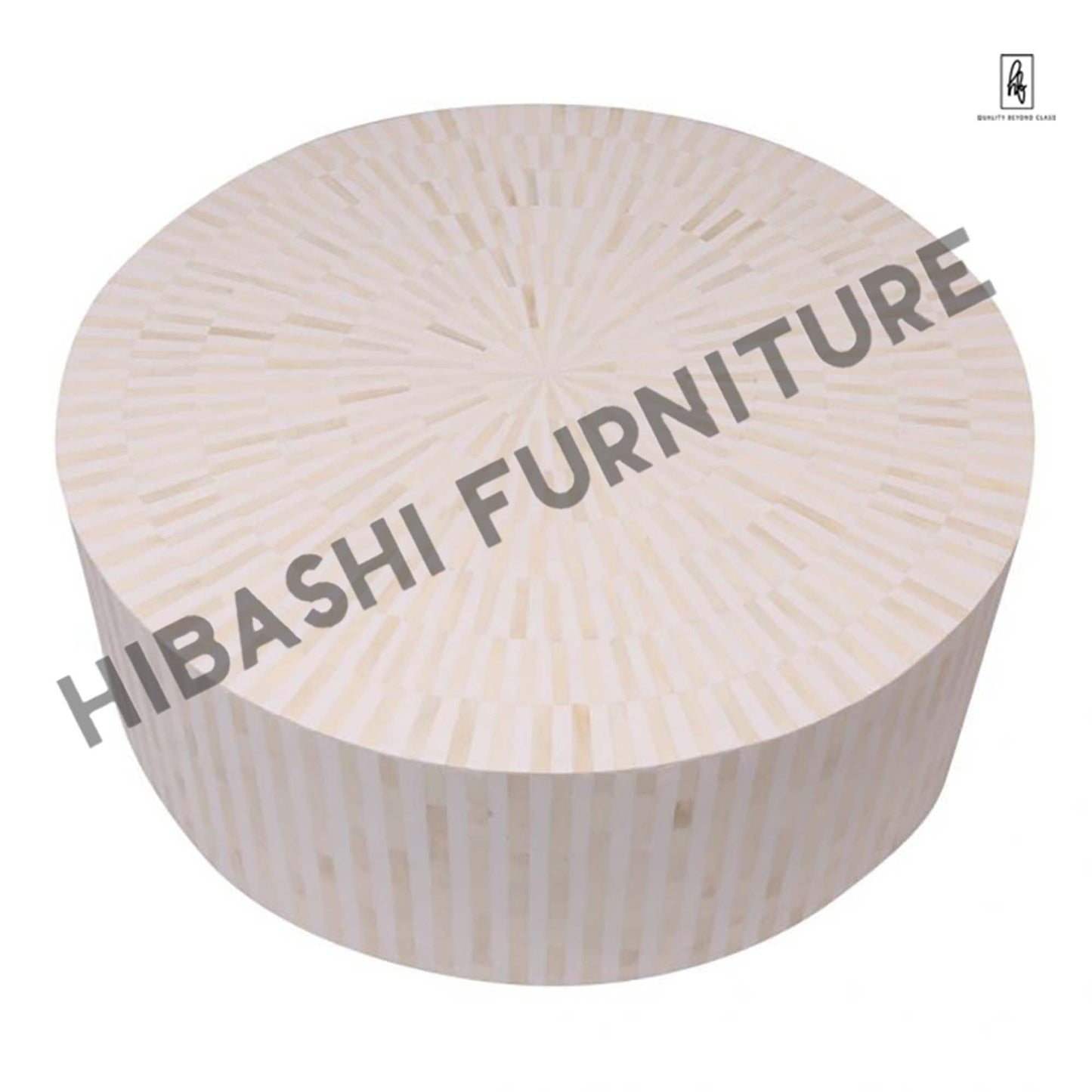 Bone Inlay Strip - Design Round Coffee Table – handcrafted solid wood furniture