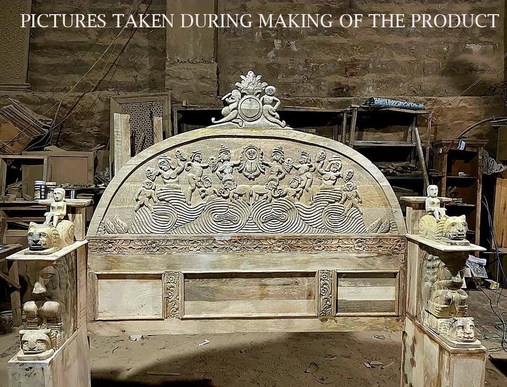 Daze Hand Carved Gothic Platform Bed by Hibashi Furniture – handcrafted solid wood furniture made in India