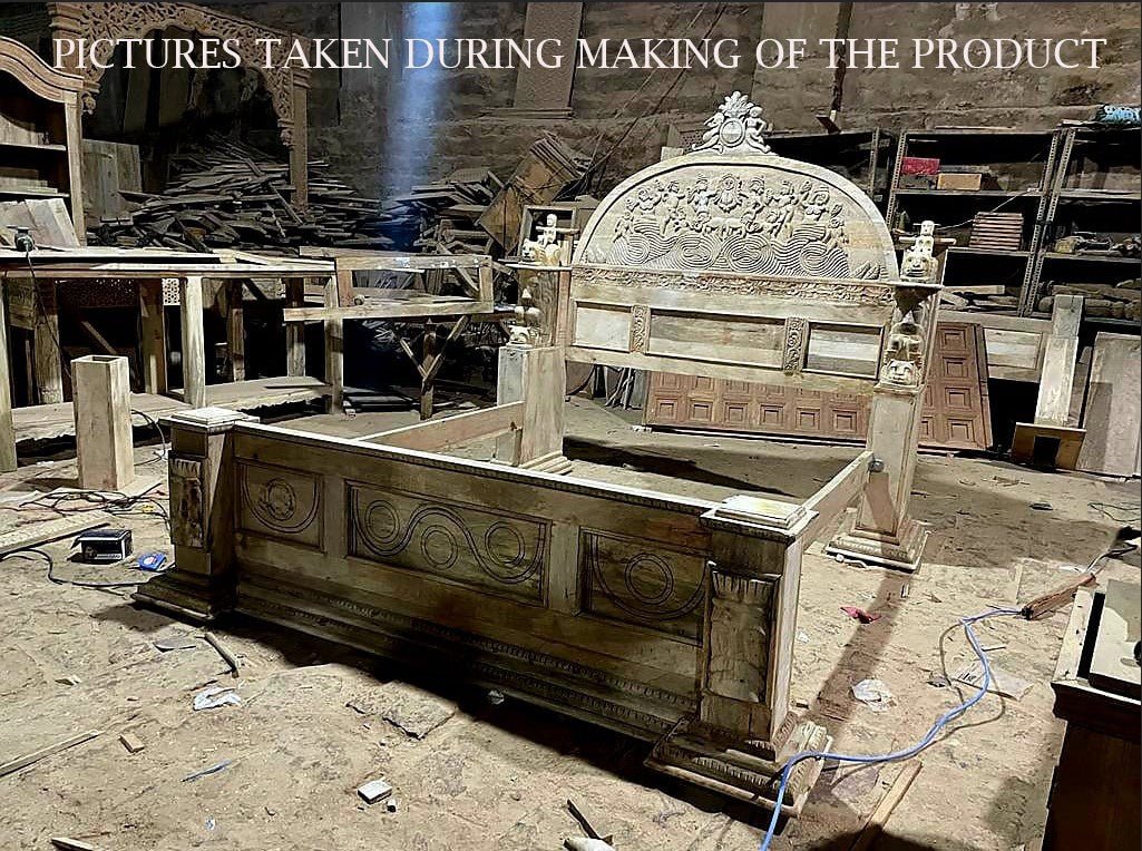Daze Hand Carved Gothic Platform Bed by Hibashi Furniture – handcrafted solid wood furniture made in India