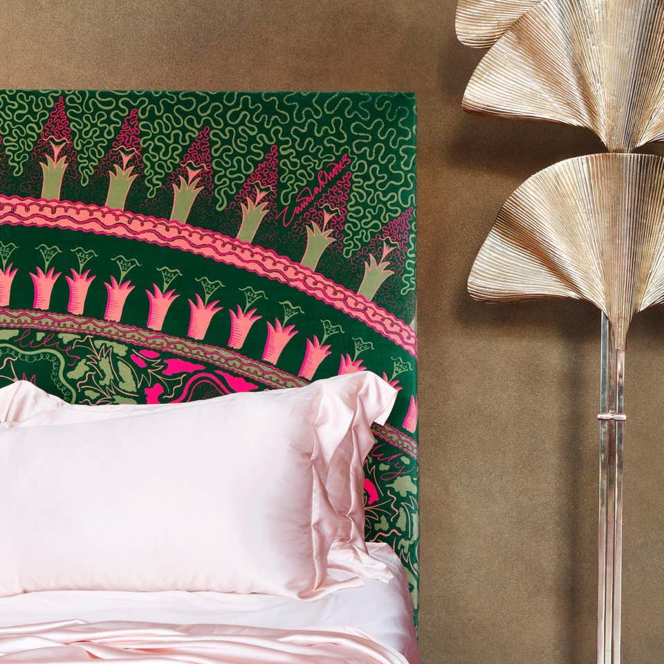 Hamala Solid Mango Wood Hand Painted And Hand Carved Bed Frame