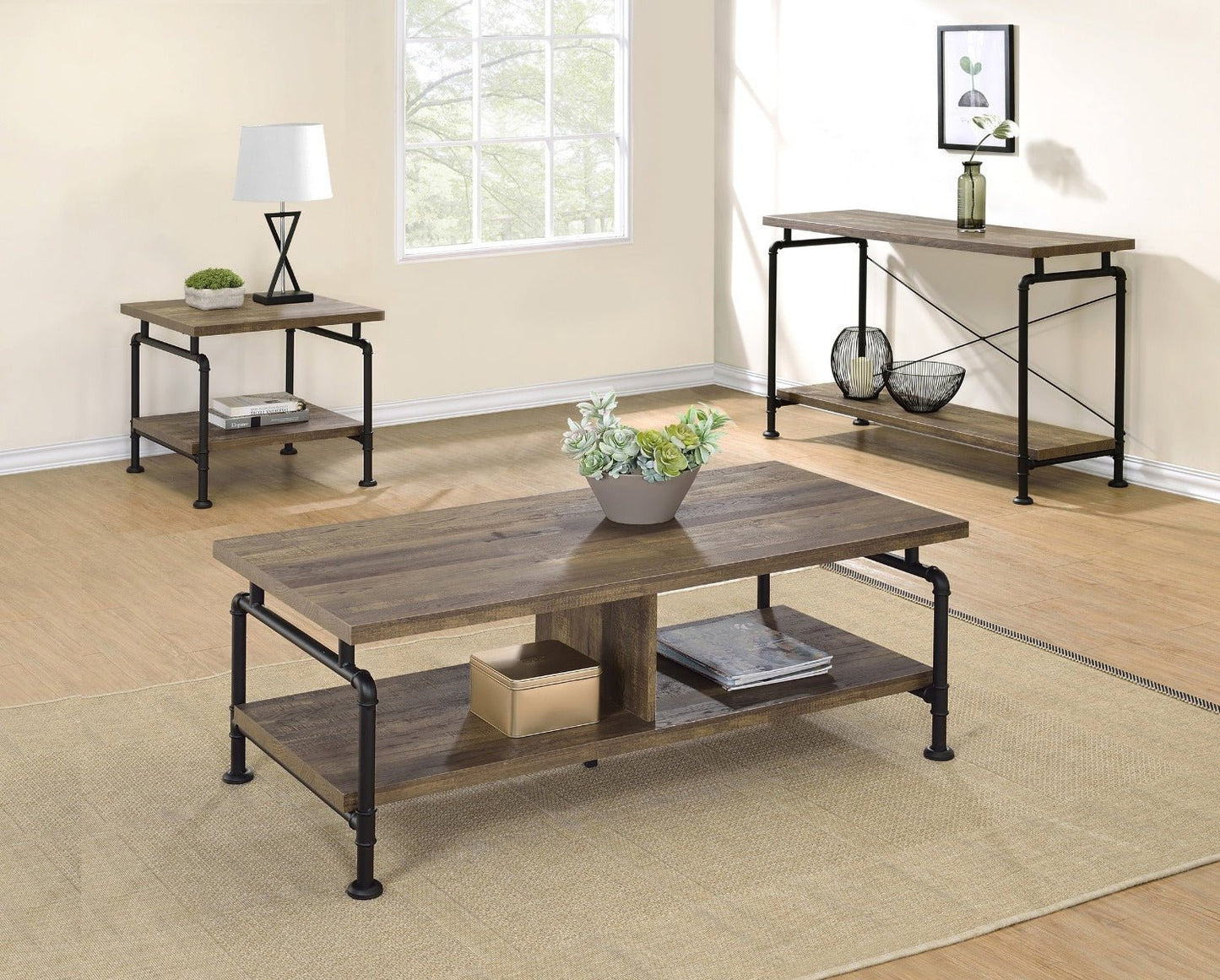 EL NIDO Industrial Shelf Storage Coffee Table Black by Hibashi Furniture – handcrafted solid wood furniture made in India