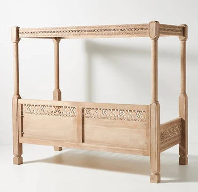 Hand Carved Canopy Style Solid Wooden Daybed / OutDoor Seating