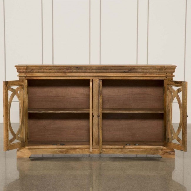 FRENCH ARCHED NATURAL GLASS DOOR SIDEBOARD