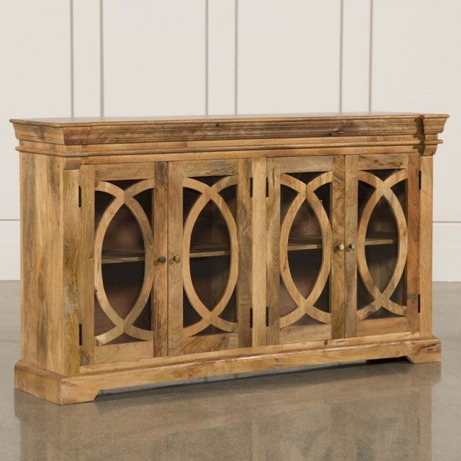 FRENCH ARCHED NATURAL GLASS DOOR SIDEBOARD