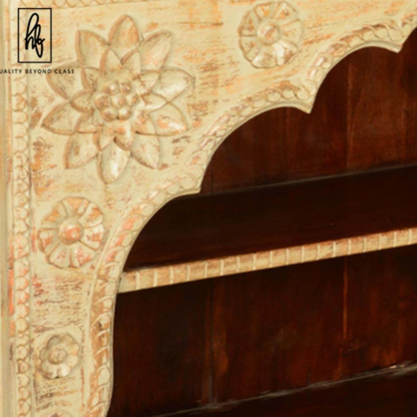 FORIST Solid Mango Wood Hand Carved Bookcase by Hibashi Furniture – handcrafted solid wood furniture made in India