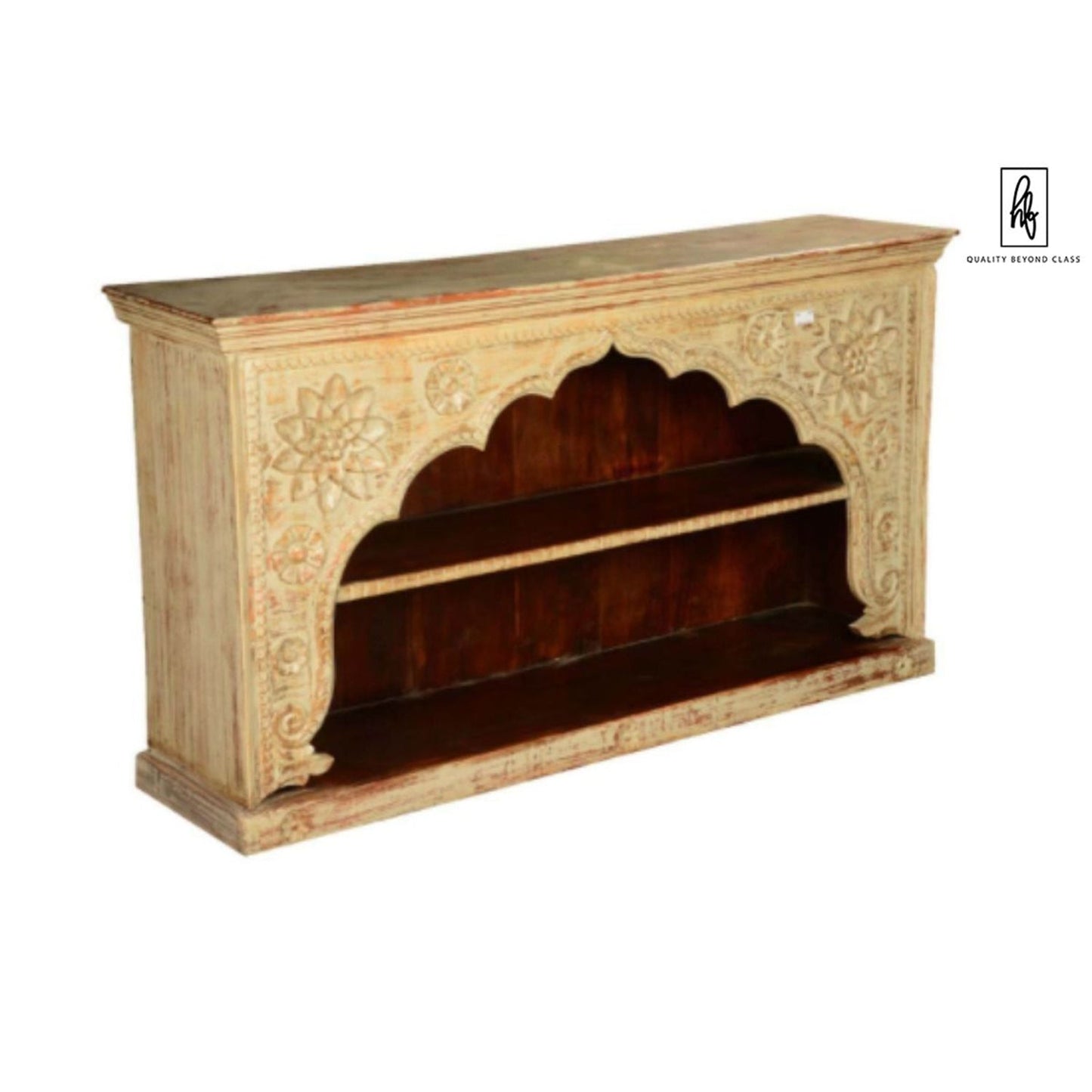 FORIST Solid Mango Wood Hand Carved Bookcase by Hibashi Furniture – handcrafted solid wood furniture made in India