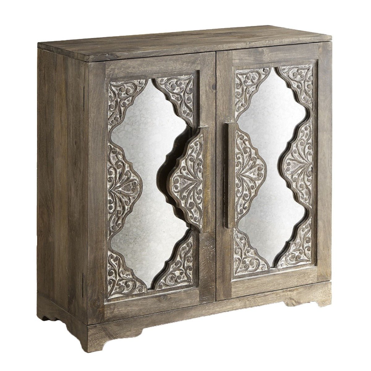 FRENCH ARCHED CARVED MIRROR DOOR SIDEBOARD - Black wash by Hibashi Furniture – handcrafted solid wood furniture made in India