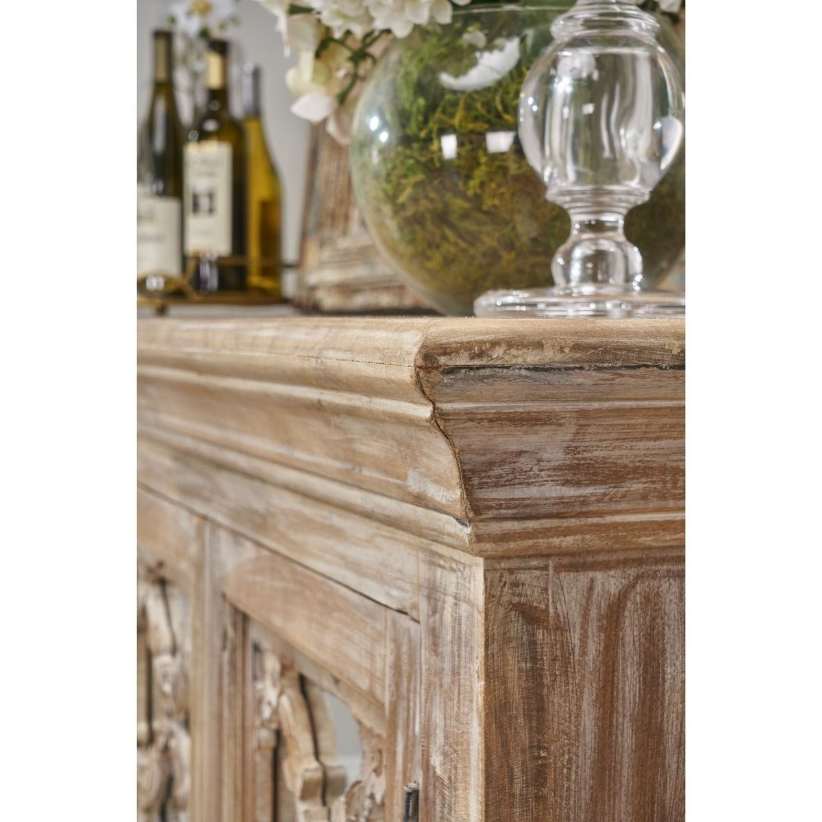 French Arched Wood Sideboards with Mirrored Doors by Hibashi Furniture – handcrafted solid wood furniture made in India