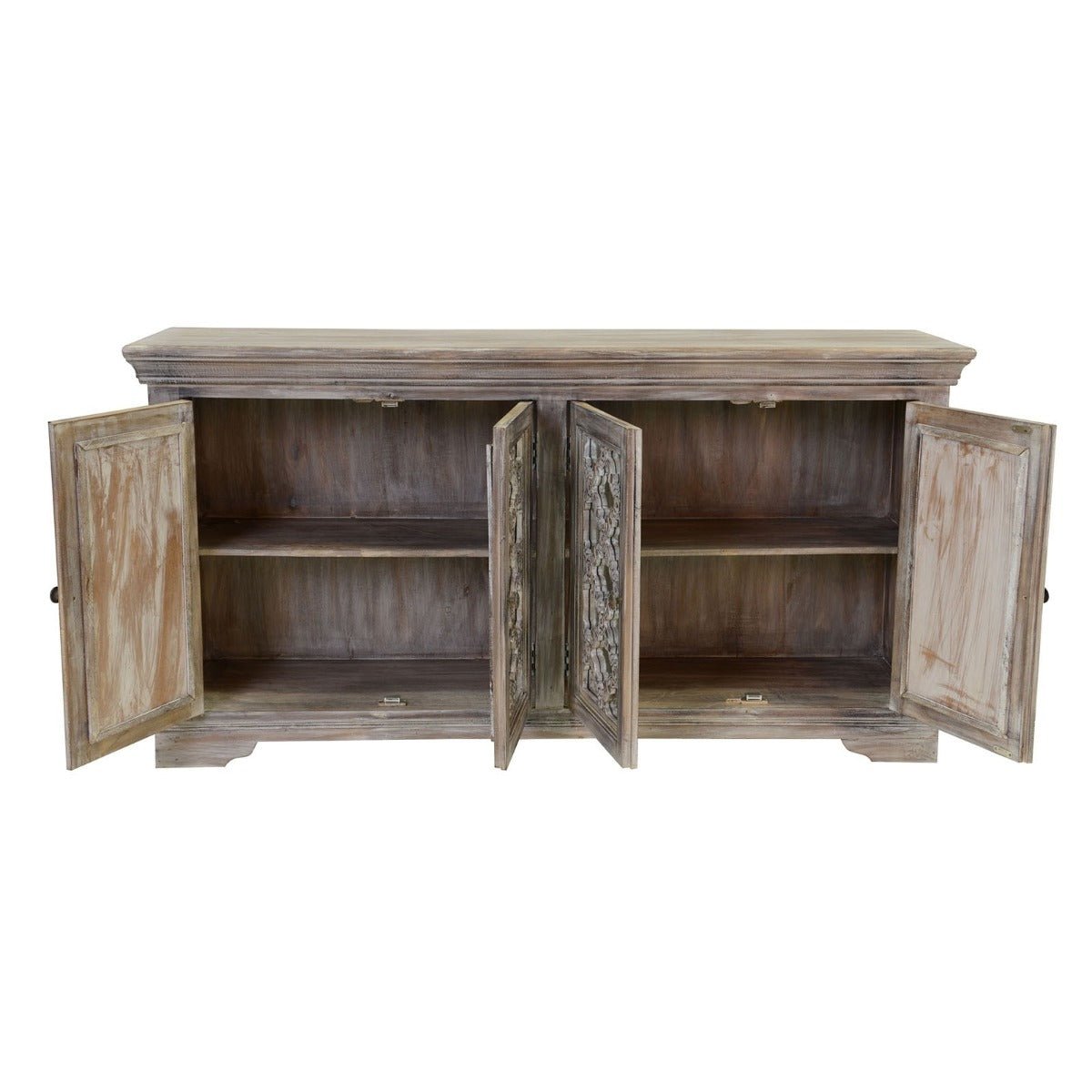 French Arched Wood Sideboards with Mirrored Doors by Hibashi Furniture – handcrafted solid wood furniture made in India