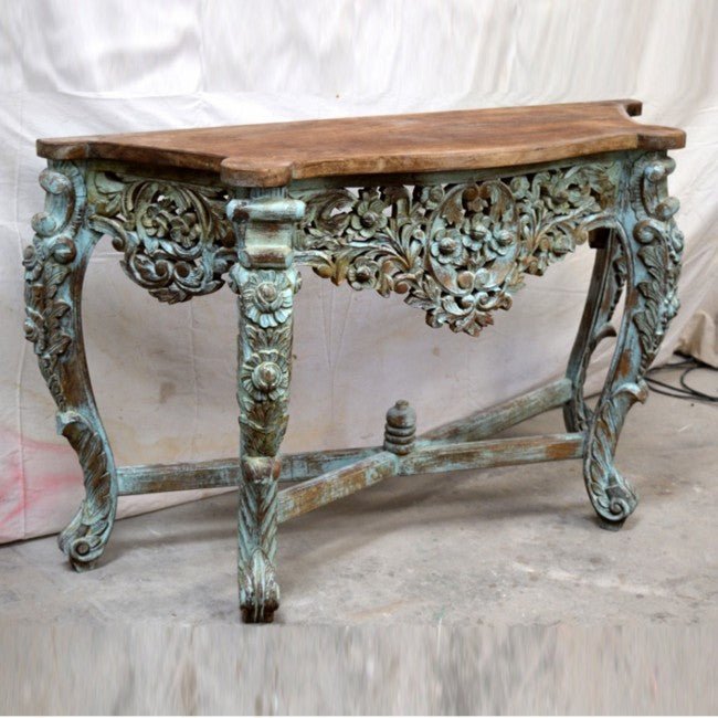 Hand Carved Hall Table by Hibashi Furniture – handcrafted solid wood furniture made in India