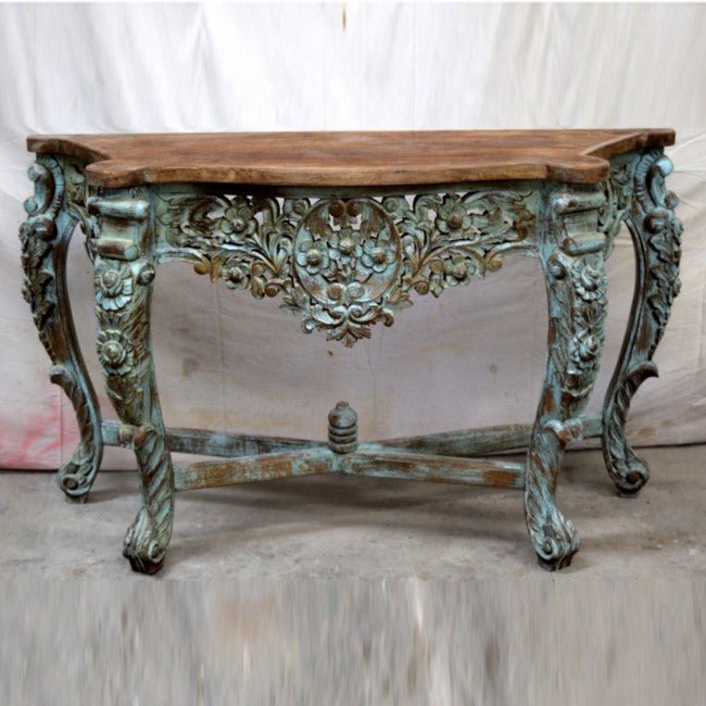 Hand Carved Hall Table by Hibashi Furniture – handcrafted solid wood furniture made in India