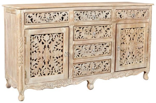 Hand carved Indian solid wooden Nadia 6 drawers combo dresser by Hibashi Furniture – handcrafted solid wood furniture made in India