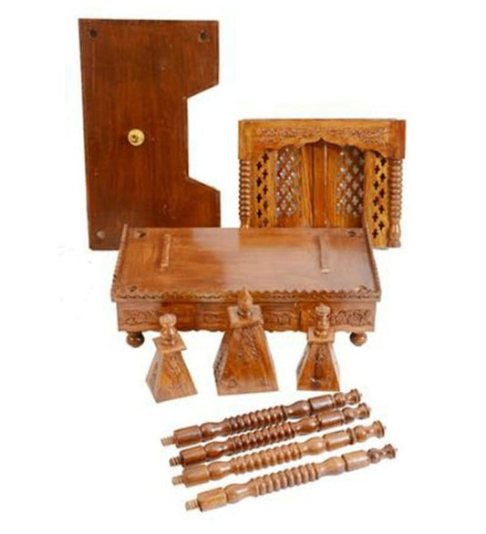 Hand Carved wooden Temple / Puja Ghar / Hand Made Indian Temple – handcrafted solid wood furniture