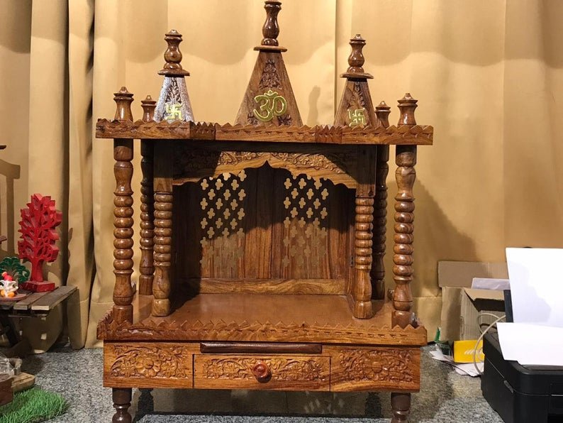 Hand Carved wooden Temple / Puja Ghar / Hand Made Indian Temple by Hibashi Furniture – handcrafted solid wood furniture made in India