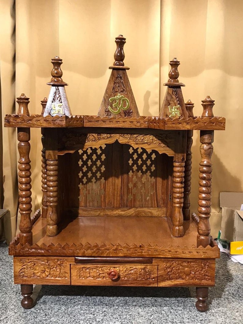 Hand Carved wooden Temple / Puja Ghar / Hand Made Indian Temple by Hibashi Furniture – handcrafted solid wood furniture made in India