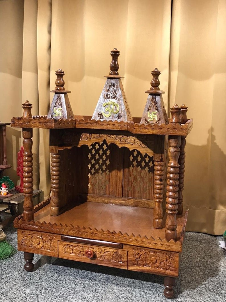 Hand Carved wooden Temple / Puja Ghar / Hand Made Indian Temple by Hibashi Furniture – handcrafted solid wood furniture made in India