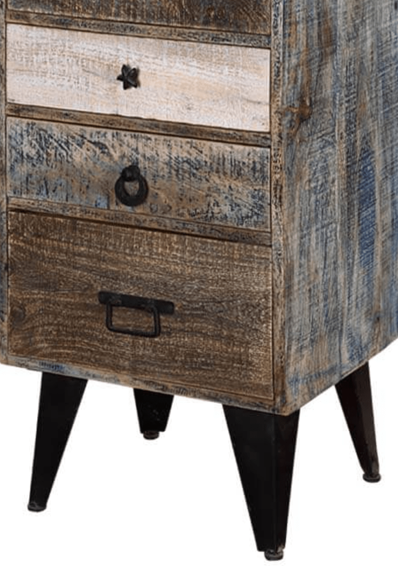 Hand Made Distress Mango Wood 7 Drawer Tall Chest by Hibashi Furniture – handcrafted solid wood furniture made in India