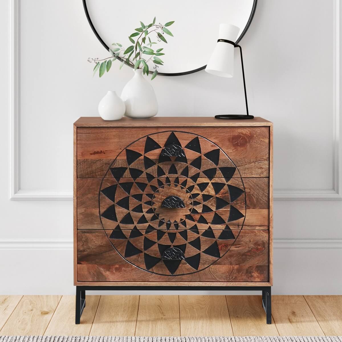 Hermosa Rustic Solid Wood Contemporary 3-Drawer | Hibashi Furniture