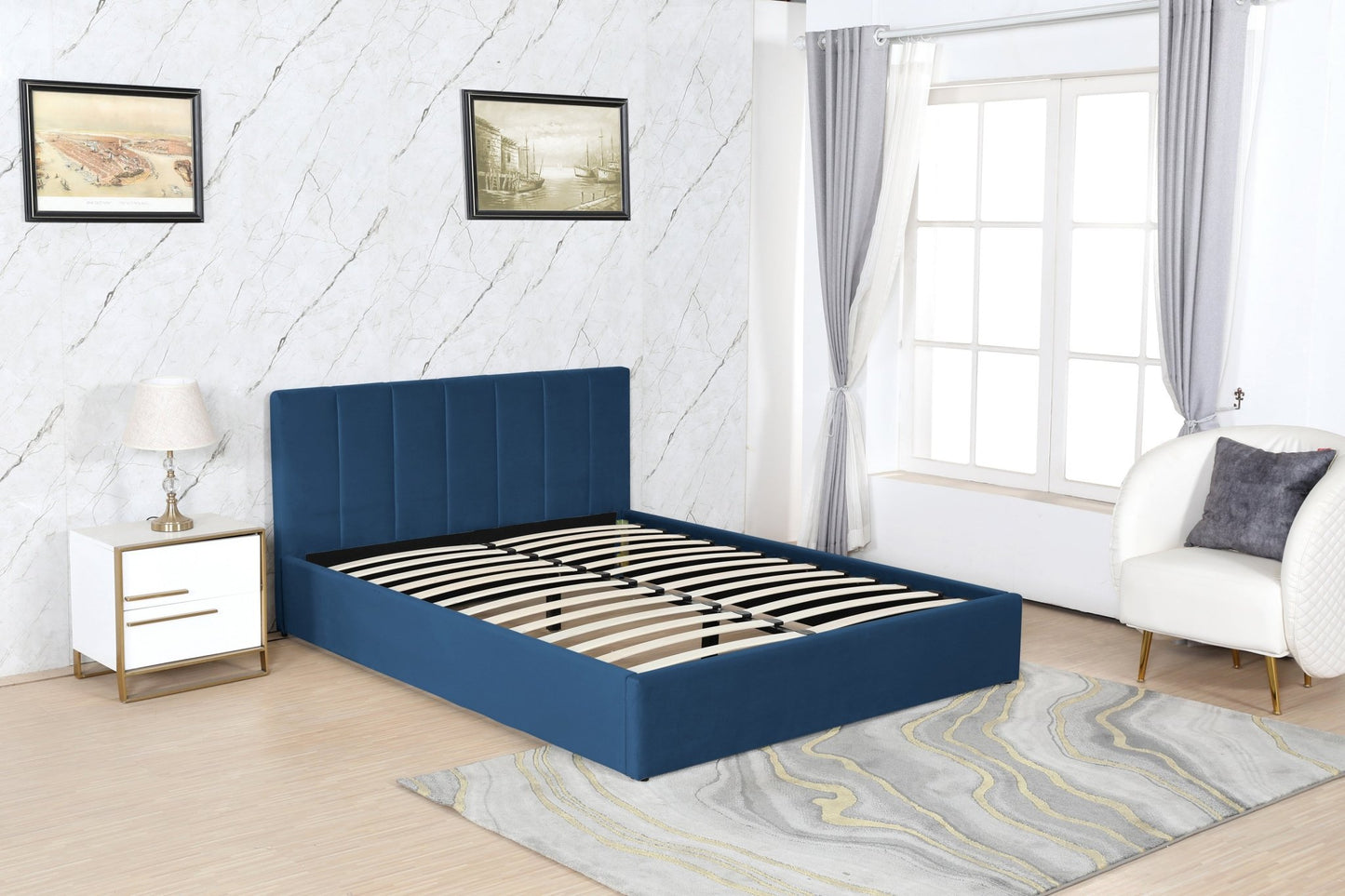 HF1505 Upholstered Bed Frame by Hibashi Furniture – handcrafted solid wood furniture made in India