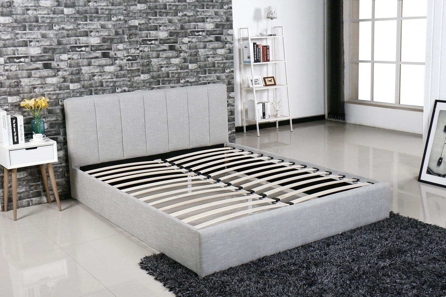 HF1505 Upholstered Bed Frame by Hibashi Furniture – handcrafted solid wood furniture made in India