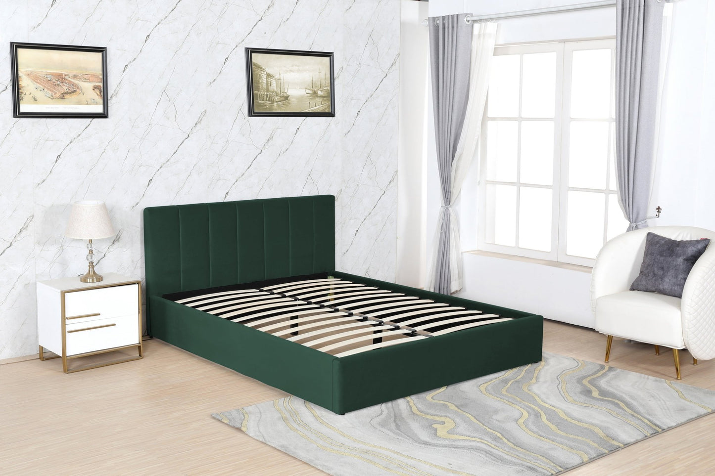 HF1505 Upholstered Bed Frame by Hibashi Furniture – handcrafted solid wood furniture made in India