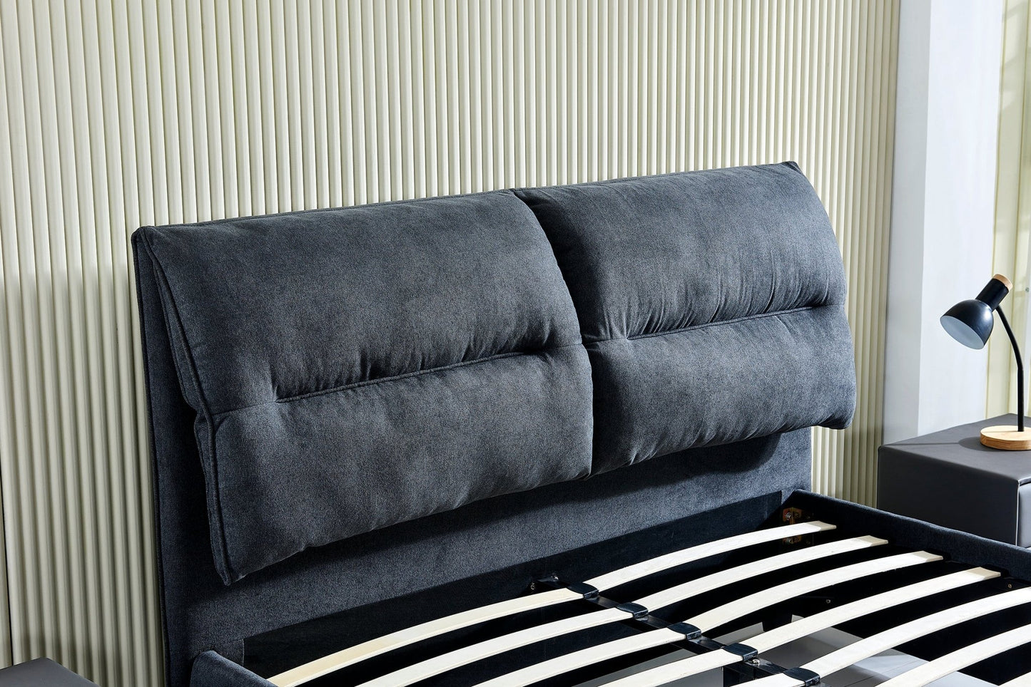 HF1612 Upholstered Bed Frame by Hibashi Furniture – handcrafted solid wood furniture made in India