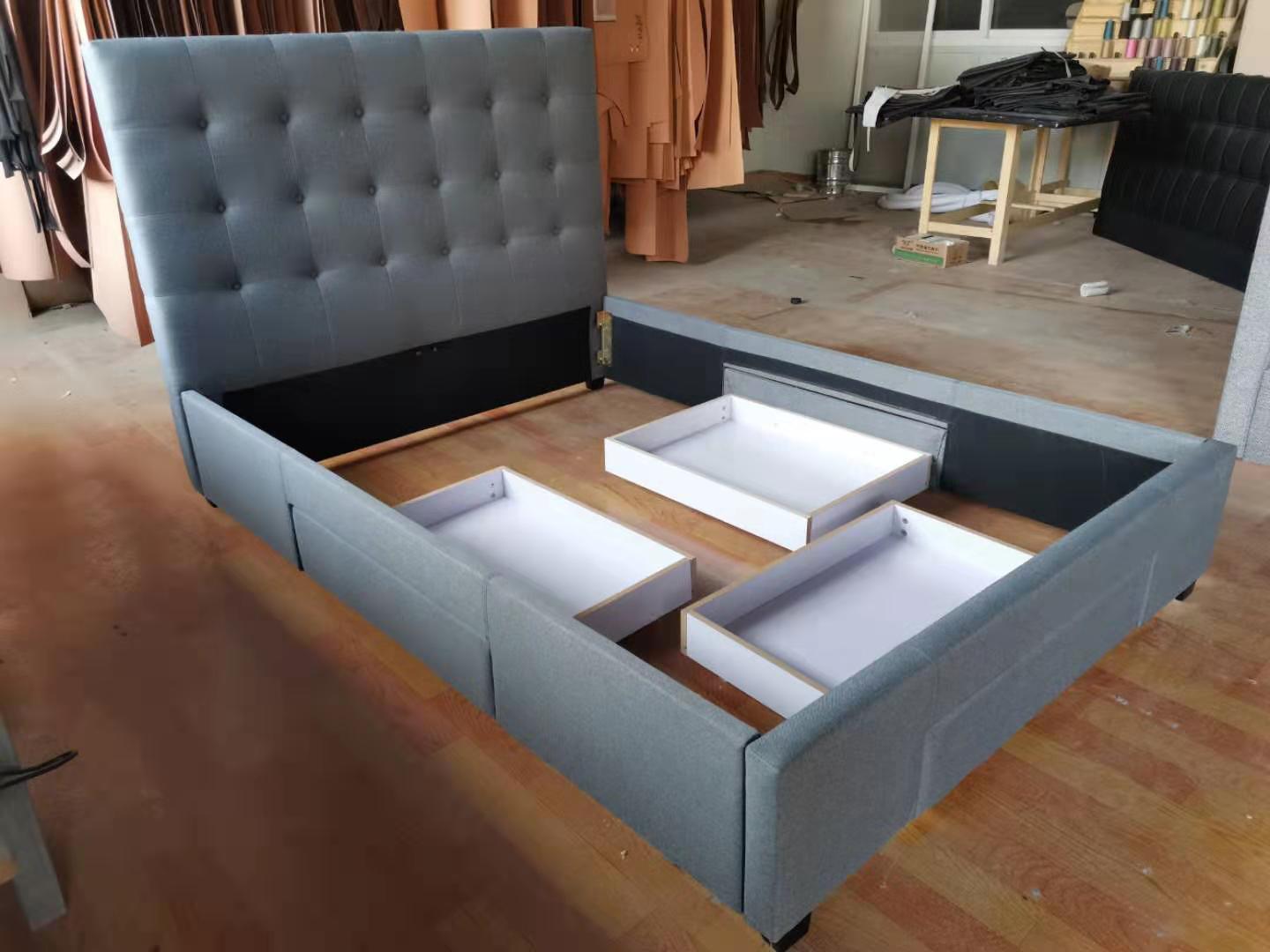 HF1715 Upholstered Bed Frame by Hibashi Furniture – handcrafted solid wood furniture made in India