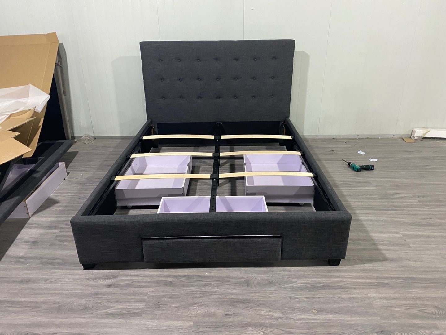 HF1715 Upholstered Bed Frame by Hibashi Furniture – handcrafted solid wood furniture made in India