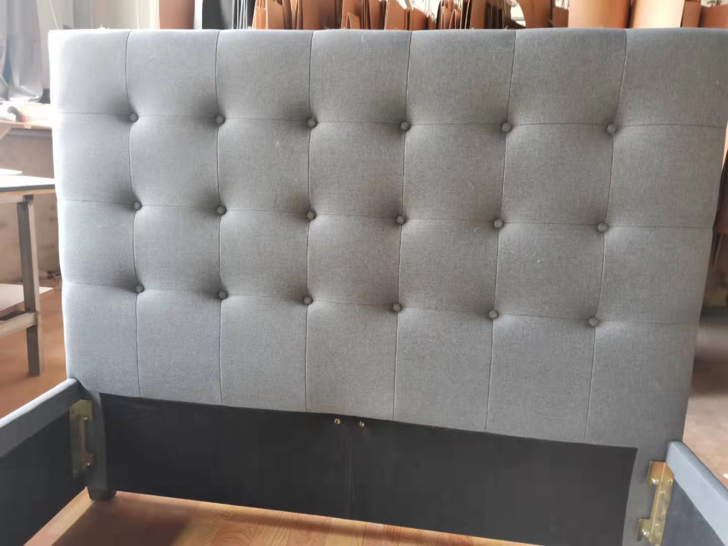 HF1715 Upholstered Bed Frame by Hibashi Furniture – handcrafted solid wood furniture made in India
