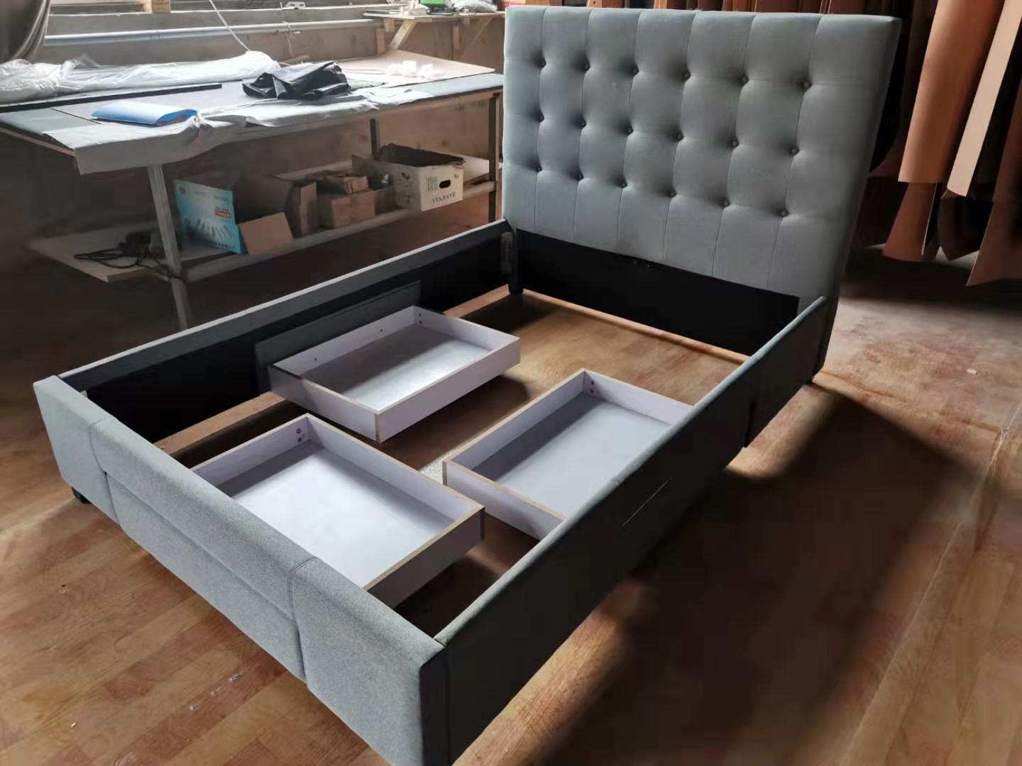 HF1715 Upholstered Bed Frame by Hibashi Furniture – handcrafted solid wood furniture made in India