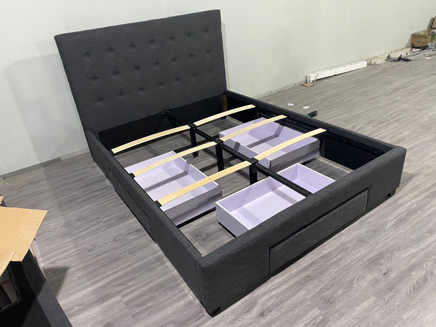 HF1715 Upholstered Bed Frame by Hibashi Furniture – handcrafted solid wood furniture made in India