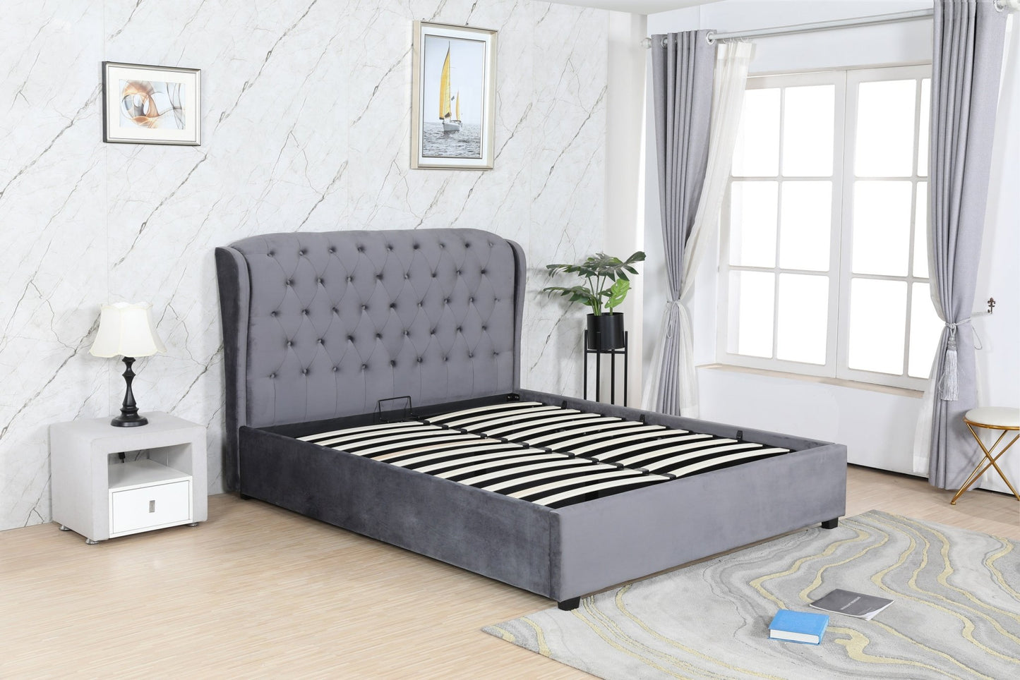 HF1801 Upholstered Bed Frame by Hibashi Furniture – handcrafted solid wood furniture made in India