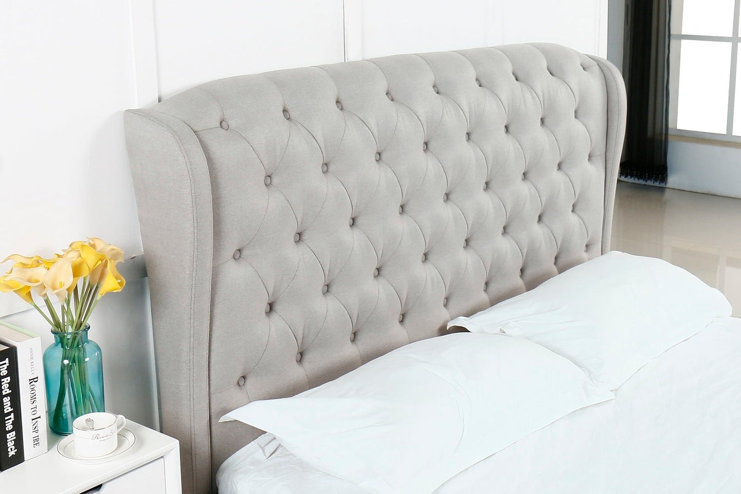 HF1801 Upholstered Bed Frame by Hibashi Furniture – handcrafted solid wood furniture made in India