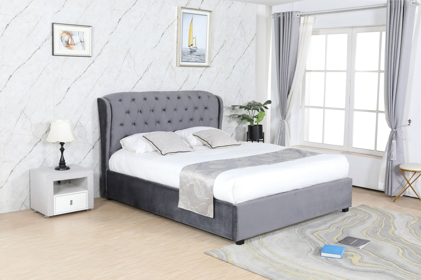 HF1801 Upholstered Bed Frame by Hibashi Furniture – handcrafted solid wood furniture made in India