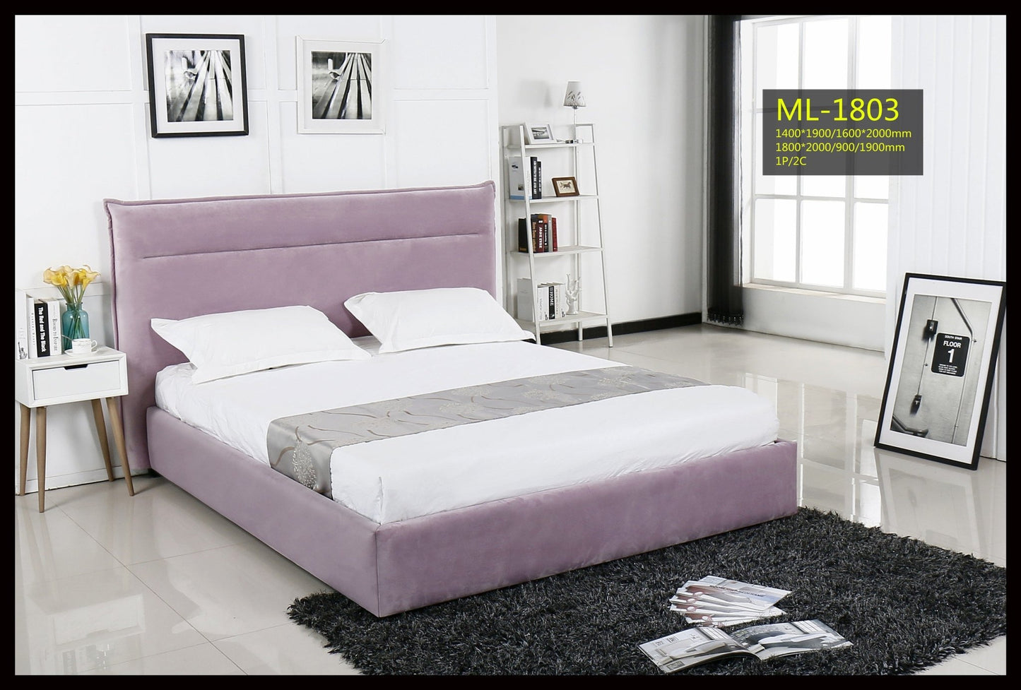 HF1803 Upholstered Bed Frame by Hibashi Furniture – handcrafted solid wood furniture made in India