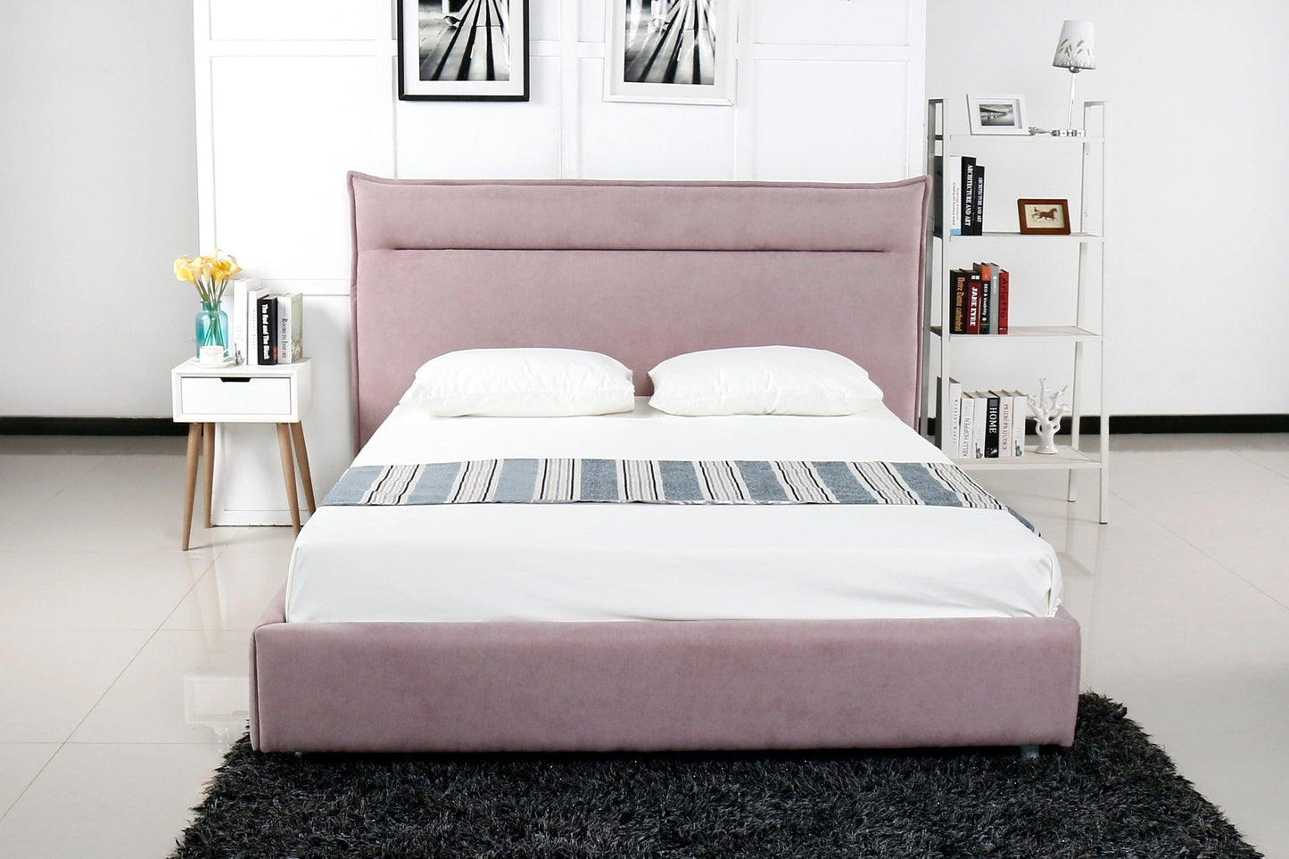 HF1803 Upholstered Bed Frame by Hibashi Furniture – handcrafted solid wood furniture made in India