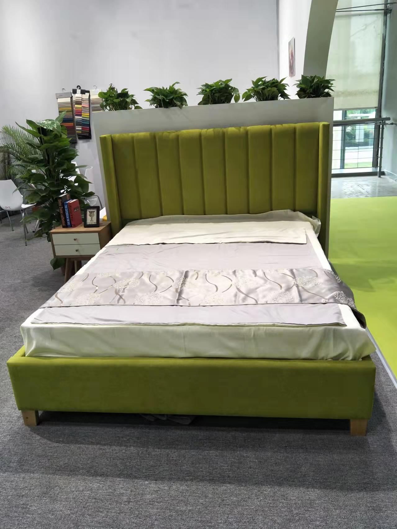 HF1804 Upholstered Bed Frame by Hibashi Furniture – handcrafted solid wood furniture made in India