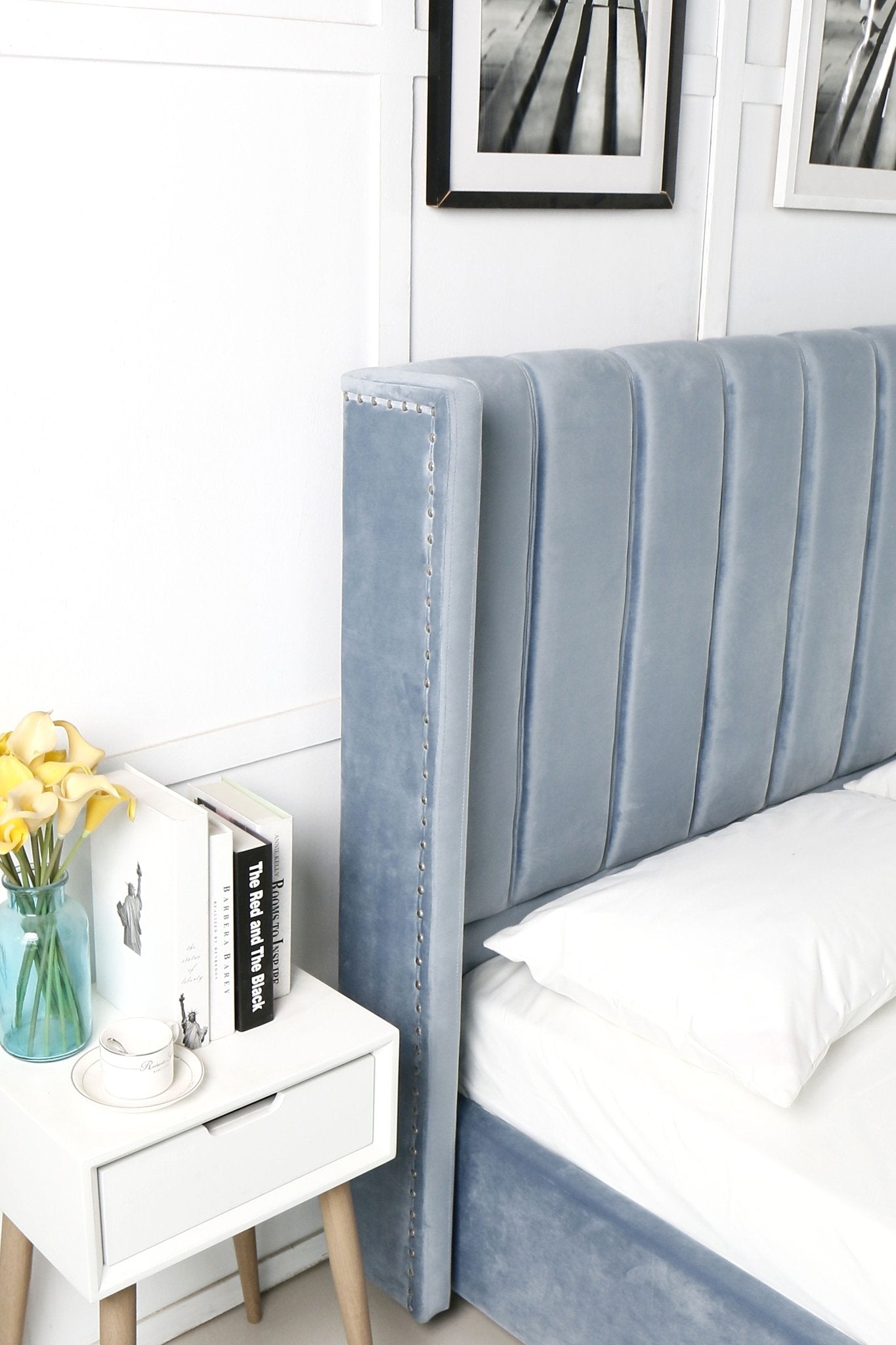 HF1804 Upholstered Bed Frame by Hibashi Furniture – handcrafted solid wood furniture made in India