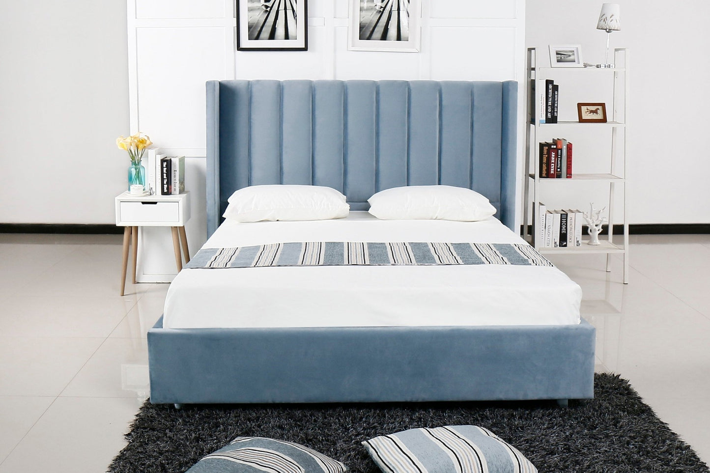 HF1804 Upholstered Bed Frame by Hibashi Furniture – handcrafted solid wood furniture made in India