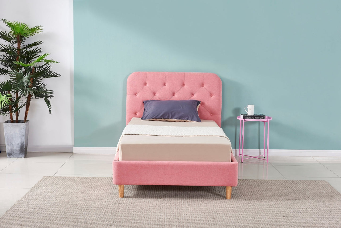HF1890 Upholstered Bed Frame by Hibashi Furniture – handcrafted solid wood furniture made in India