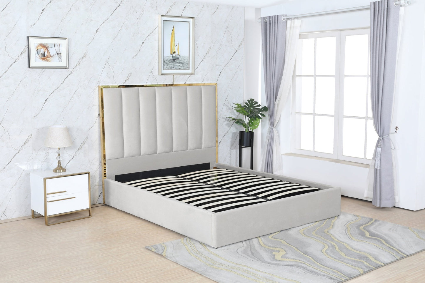 HF1901 Upholstered Bed Frame – handcrafted solid wood furniture
