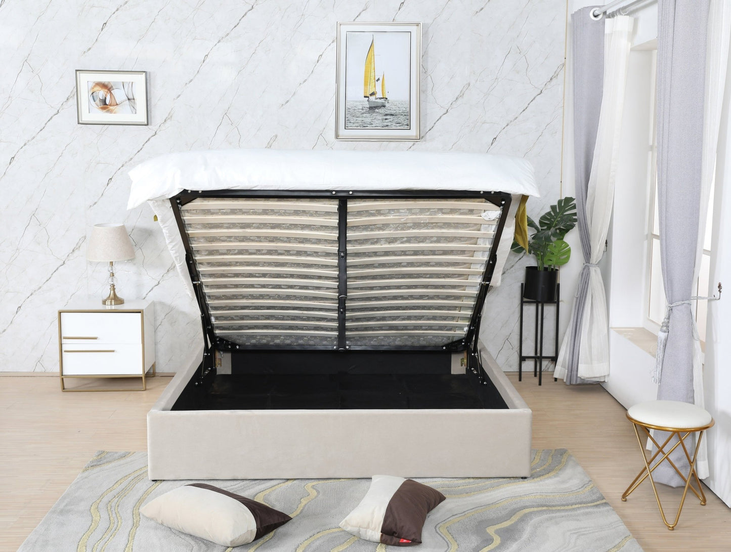 HF1901 Upholstered Bed Frame – handcrafted solid wood furniture