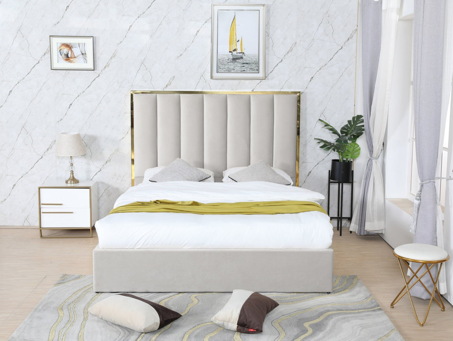 HF1901 Upholstered Bed Frame – handcrafted solid wood furniture