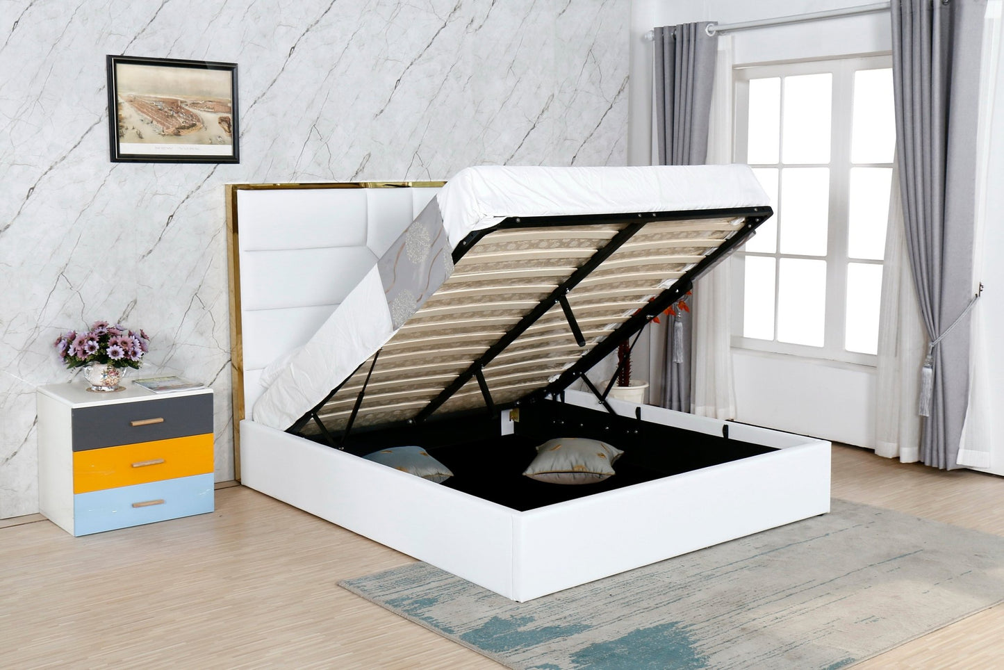 HF1902 Upholstered Bed Frame by Hibashi Furniture – handcrafted solid wood furniture made in India