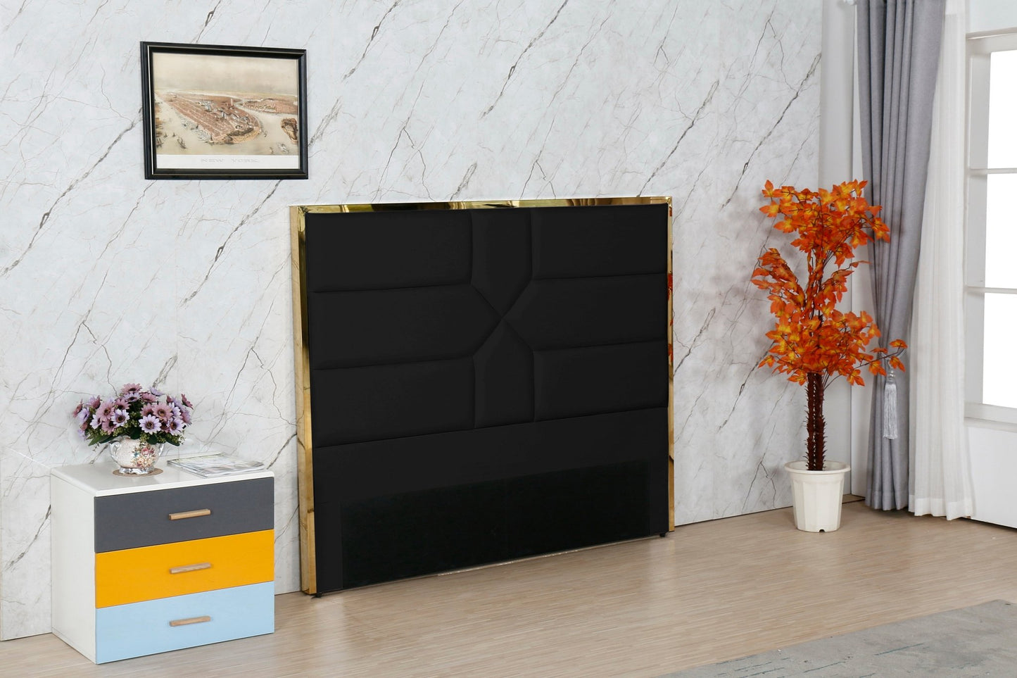 HF1902 Upholstered Bed Frame by Hibashi Furniture – handcrafted solid wood furniture made in India