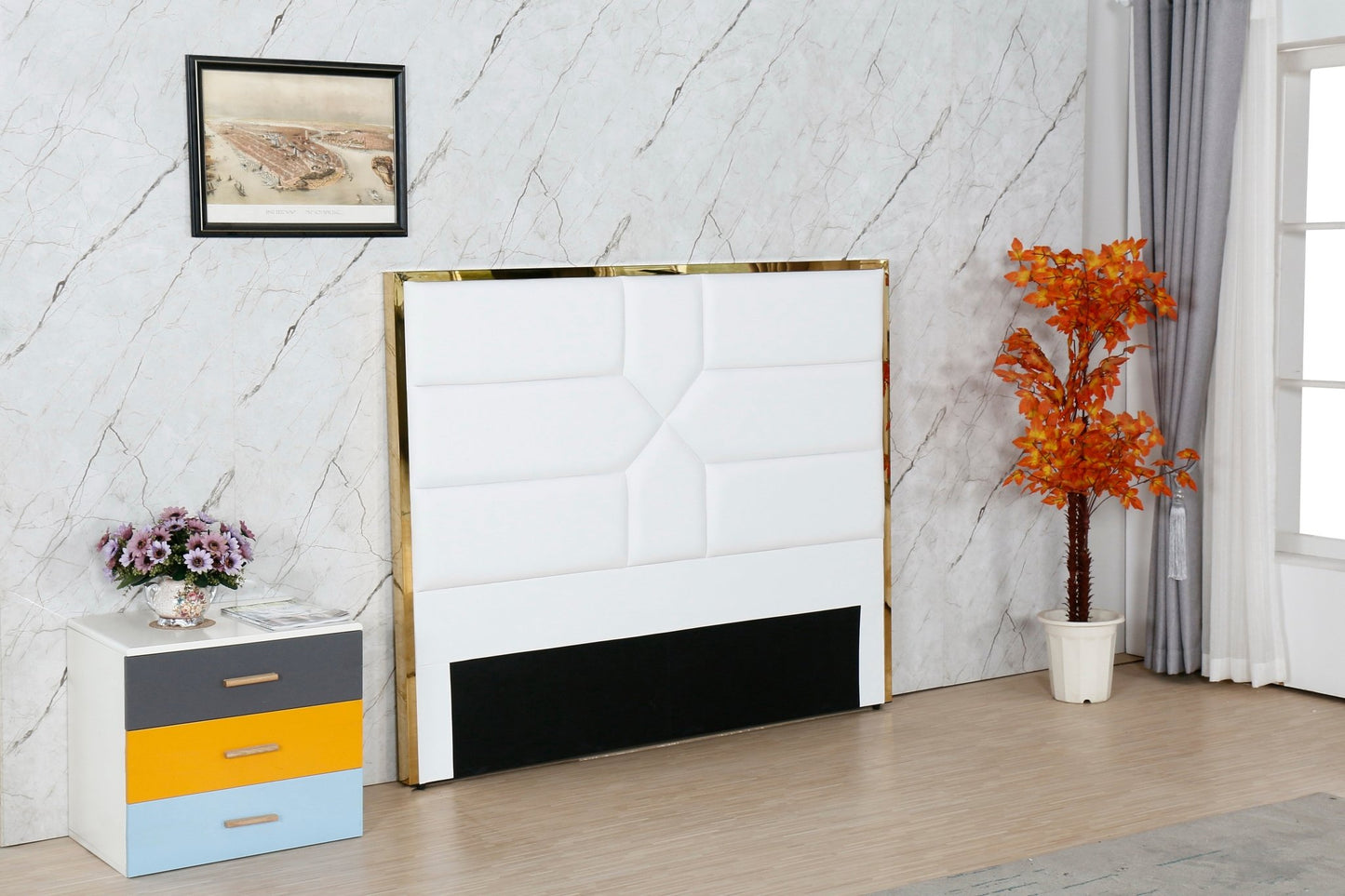 HF1902 Upholstered Bed Frame by Hibashi Furniture – handcrafted solid wood furniture made in India
