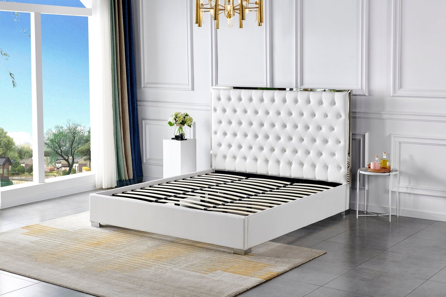 HF1910 Upholstered Bed Frame by Hibashi Furniture – handcrafted solid wood furniture made in India
